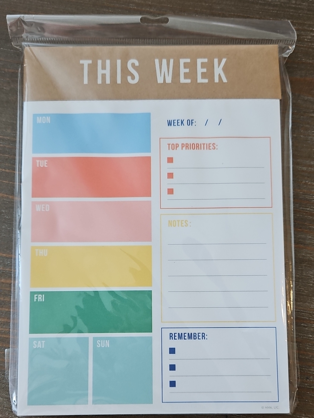 Hallmark This Week Colorful Weekly Planner Pad - Blue/Red/Pink/Yellow/Green New